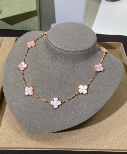 [Kincade Jewelrys]CLOVER 10 MOTIFS PINK NECKLACE