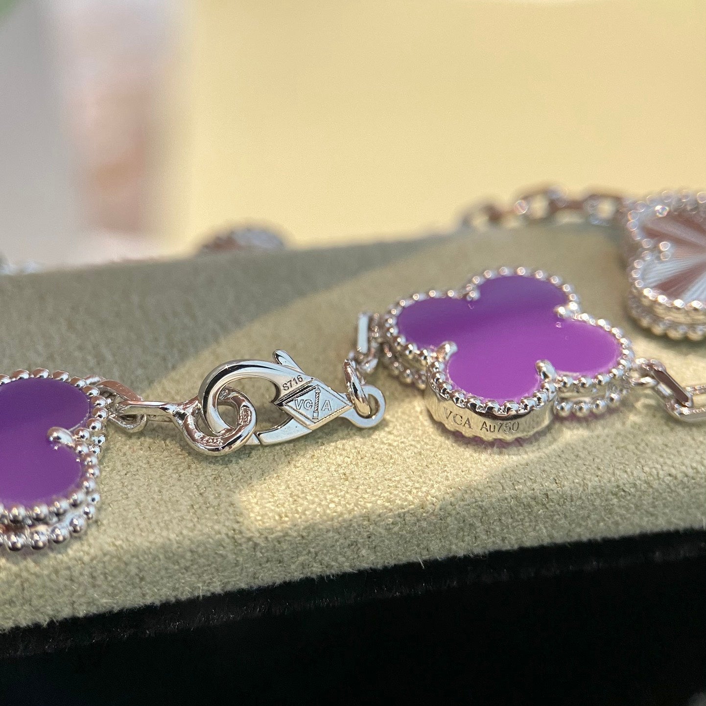 [Kincade Jewelrys]CLOVER  5 MOTIFS  PURPLE VIOLET BRACELET SILVER