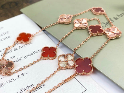 [Kincade Jewelrys]CLOVERS THE  10-MOTIFS CARNELIAN GOLD NECKLACE