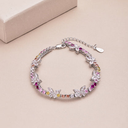 [Kincade Jewelrys]Ornate Colorful Butterfly Shape Round Cut Daily Bracelet