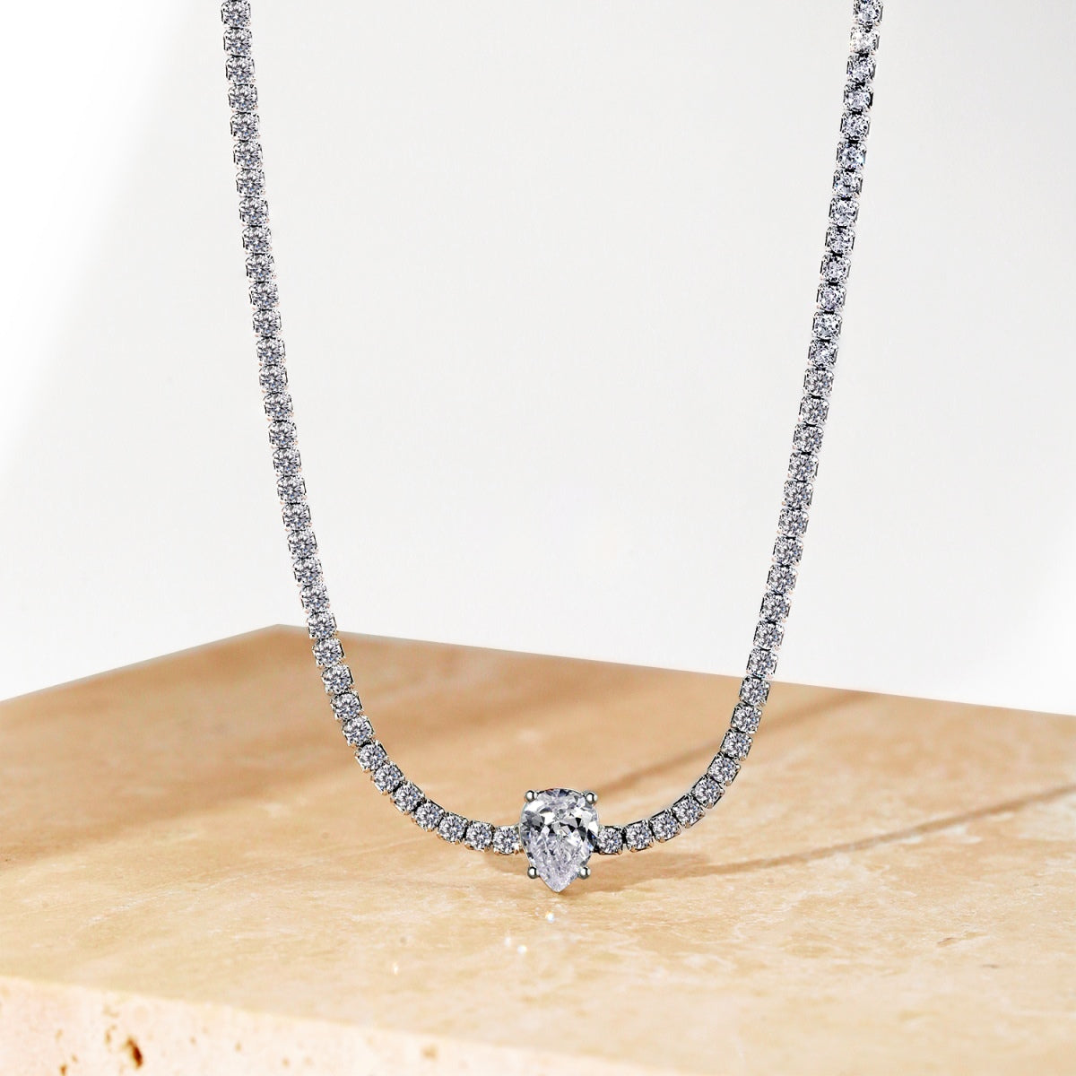 [Kincade Jewelrys]1.0 carat Unique Pear Cut Tennis Necklace