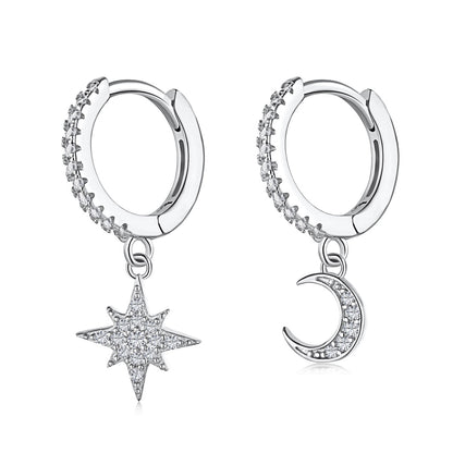 [Kincade Jewelrys]Star and Moon Asymmetric Earrings