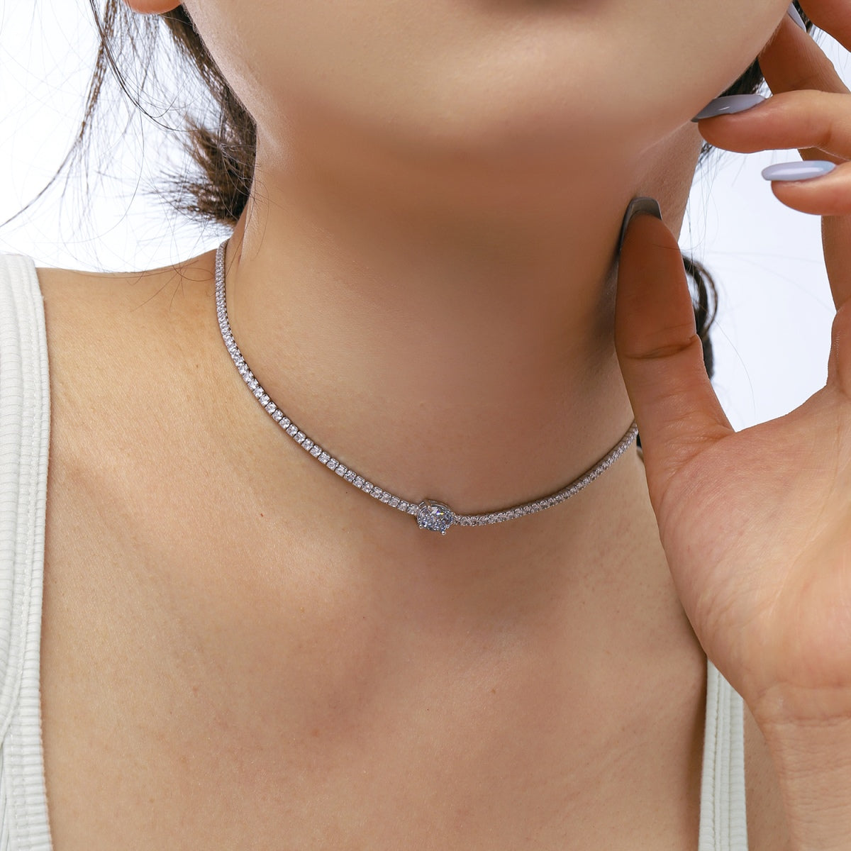 [Kincade Jewelrys]1.0 Carat Shining Oval Cut Necklace