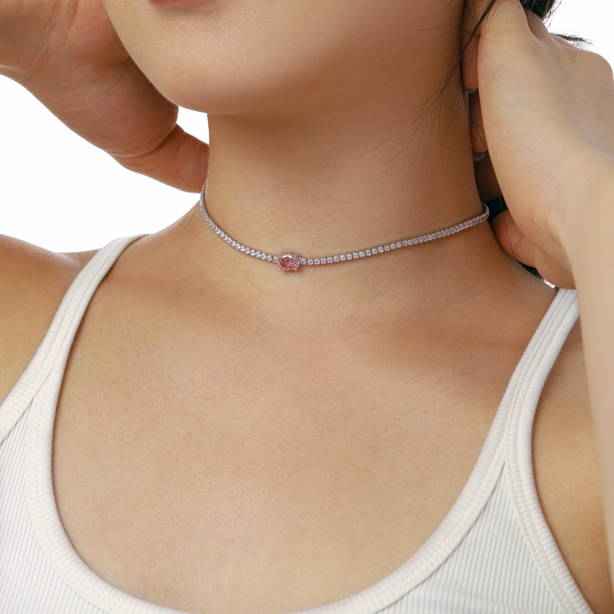 [Kincade Jewelrys]1.0 Carat Shining Oval Cut Necklace