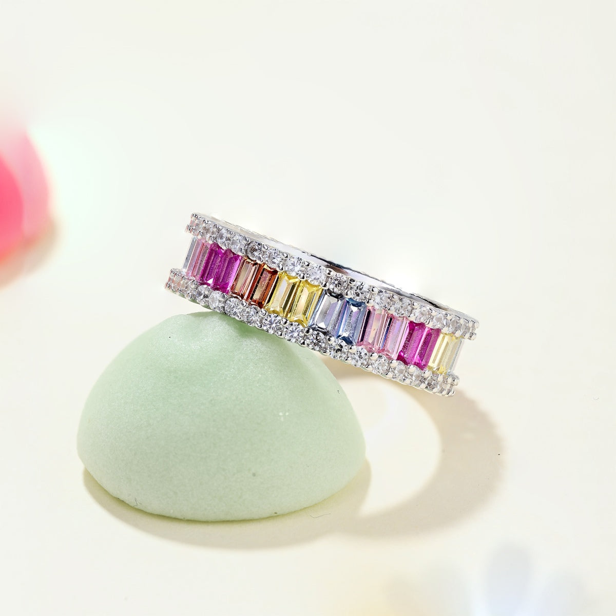 [Kincade Jewelrys]Dainty Kaleidoscopic Emerald Cut Daily Ring