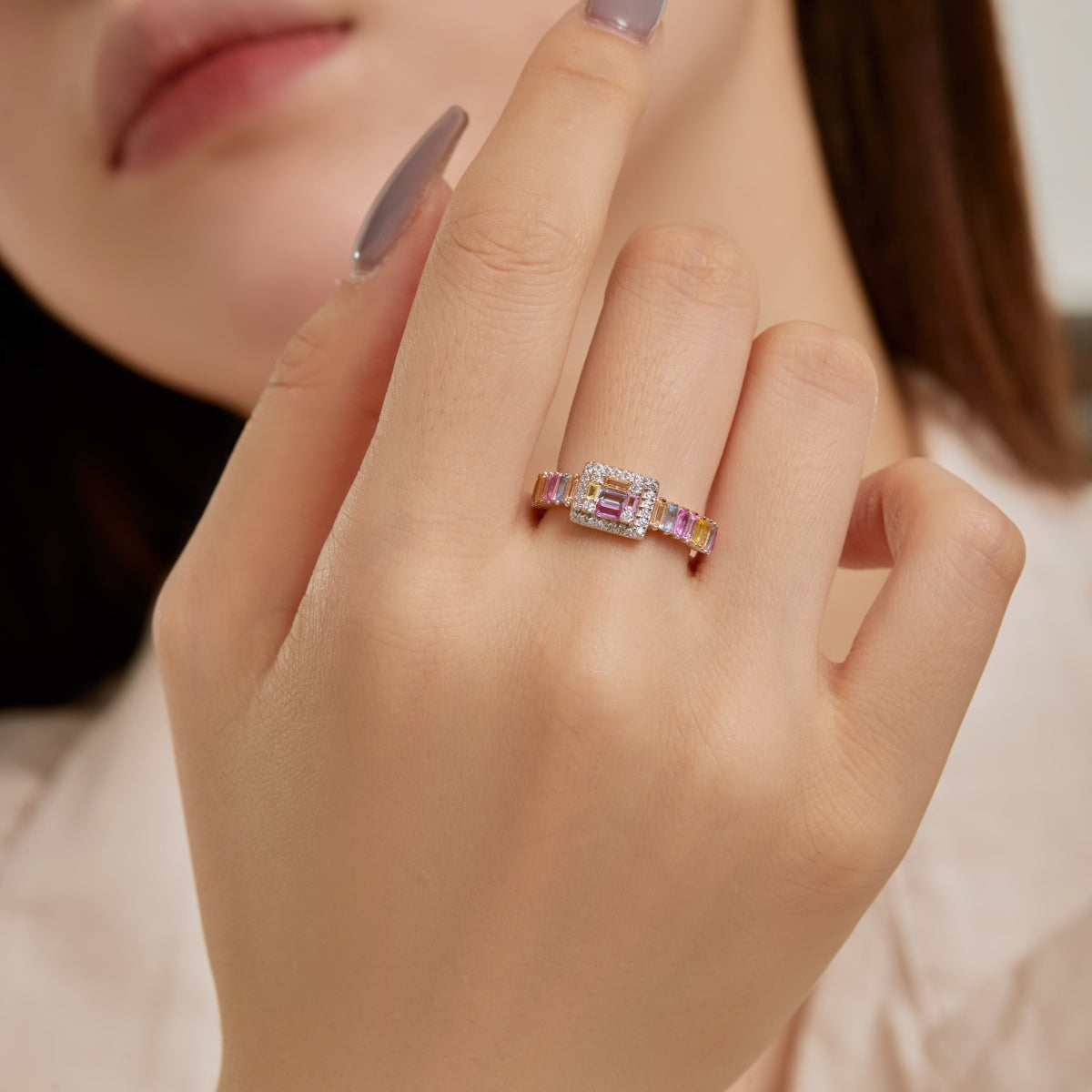 [Kincade Jewelrys]Exquisite Colorful Radiant Cut Party Ring