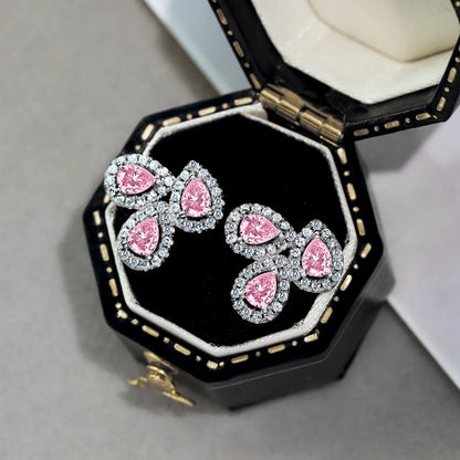 [Kincade Jewelrys]Ornate Flower Shape Pear Cut Lover Earrings