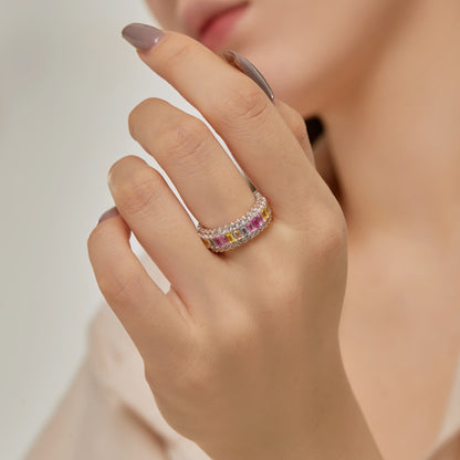 [Kincade Jewelrys]Dainty Colorful Radiant Cut Daily Ring