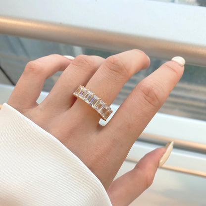 [Kincade Jewelrys]0.75 Carat Elegant Emerald Cut Tennis Ring