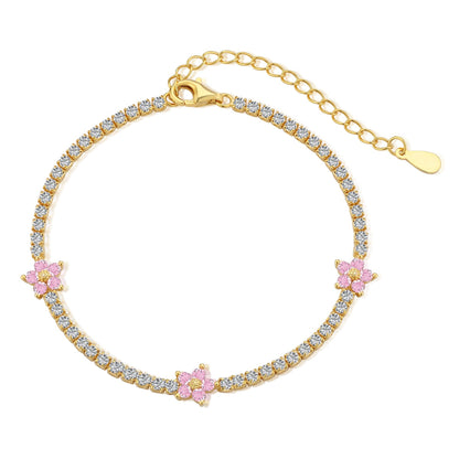 [Kincade Jewelrys]Sparkling Flower Shape Tennis Bracelet