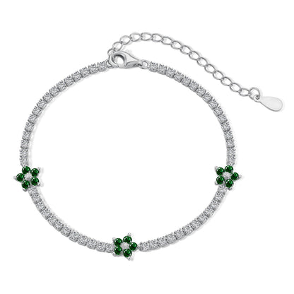 [Kincade Jewelrys]Sparkling Flower Shape Tennis Bracelet