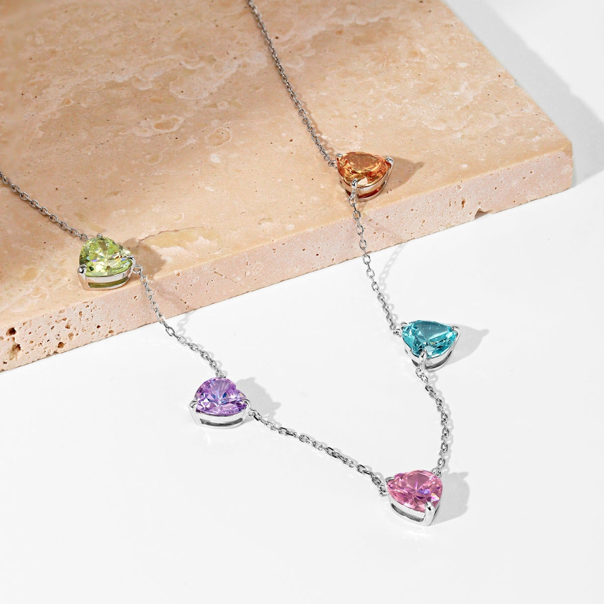 [Kincade Jewelrys]Sparkling Colorful Heart Cut Necklace