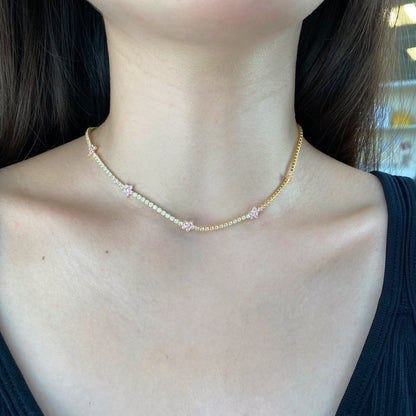 [Kincade Jewelrys]Luxurious Colorful Flower Tennis Necklace