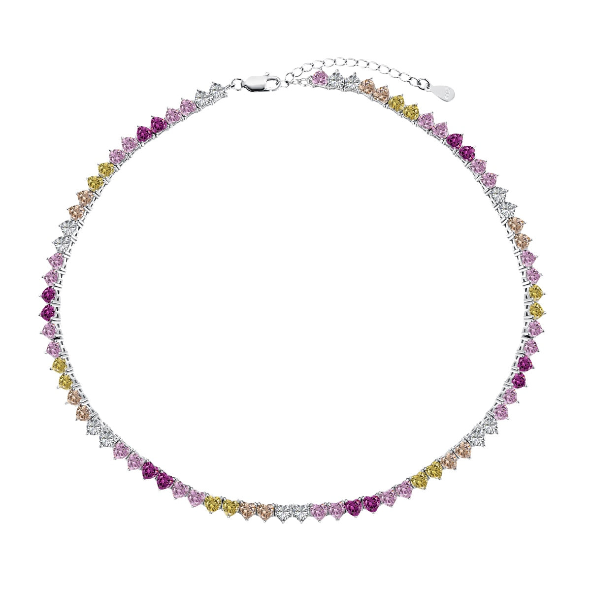[Kincade Jewelrys]Sparkling Colorful Full Heart Tennis Necklace