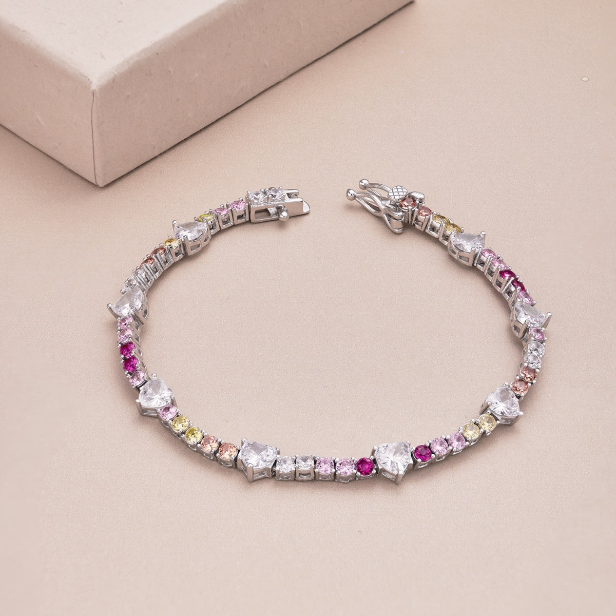 [Kincade Jewelrys]Romantic Heart Shape Round Cut Lover Bracelet