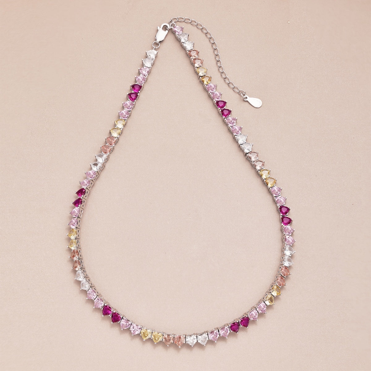 [Kincade Jewelrys]Sparkling Colorful Full Heart Tennis Necklace