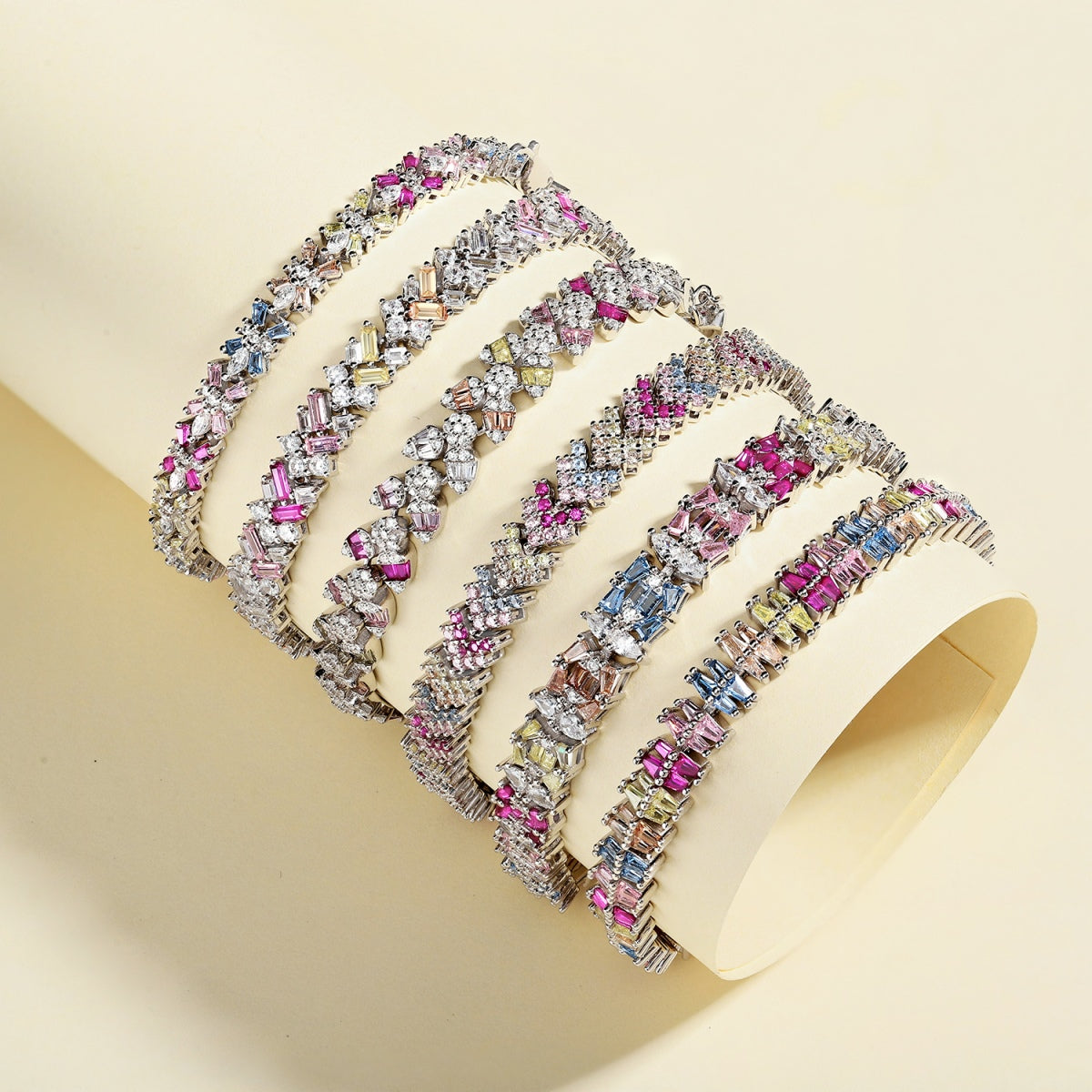 [Kincade Jewelrys]Radiant Colorful Emerald Cut Party Bracelet