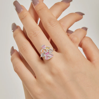 [Kincade Jewelrys]Sparkling Colorful Water Drop Shape Daily Ring