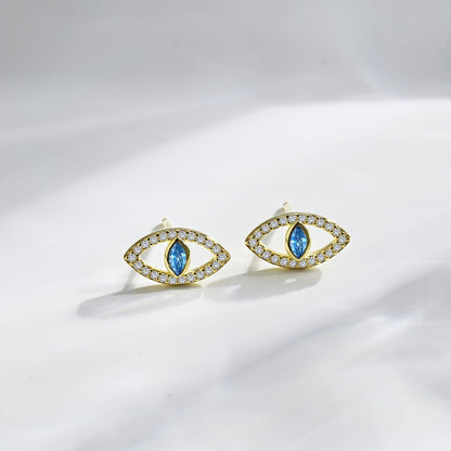 [Kincade Jewelrys]Blue Devil Eyes Hollow Stud Earrings