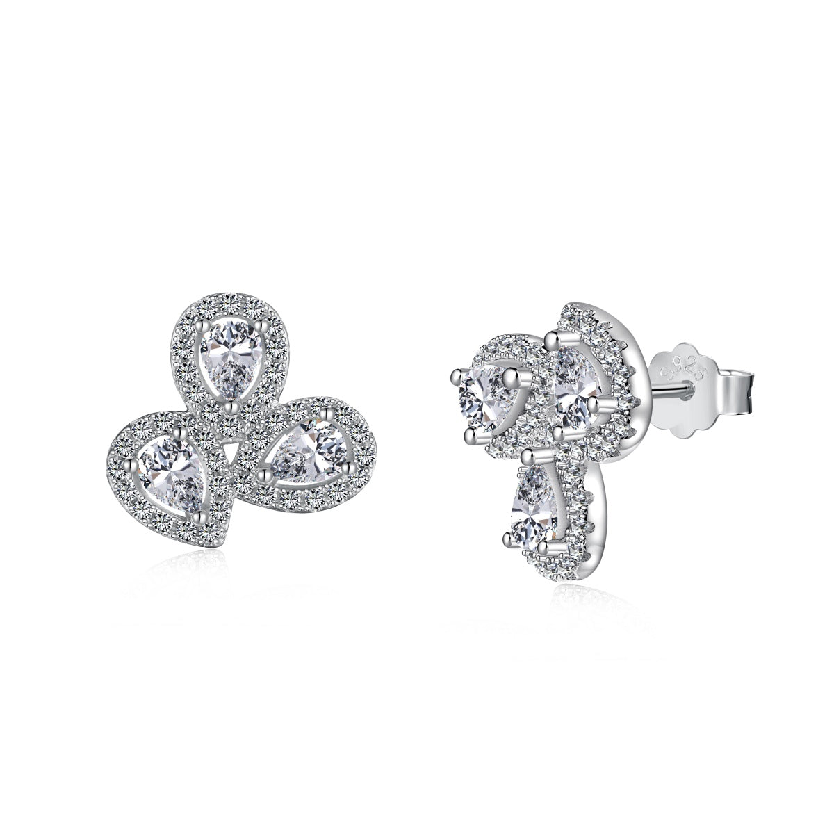 [Kincade Jewelrys]Ornate Flower Shape Pear Cut Lover Earrings