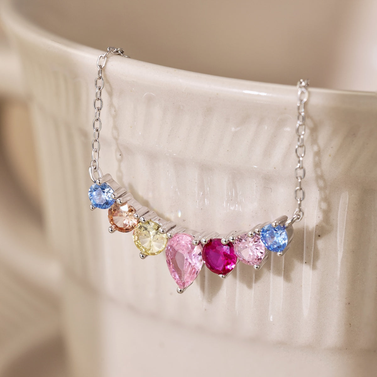 [Kincade Jewelrys]Dainty Colorful Heart Necklace