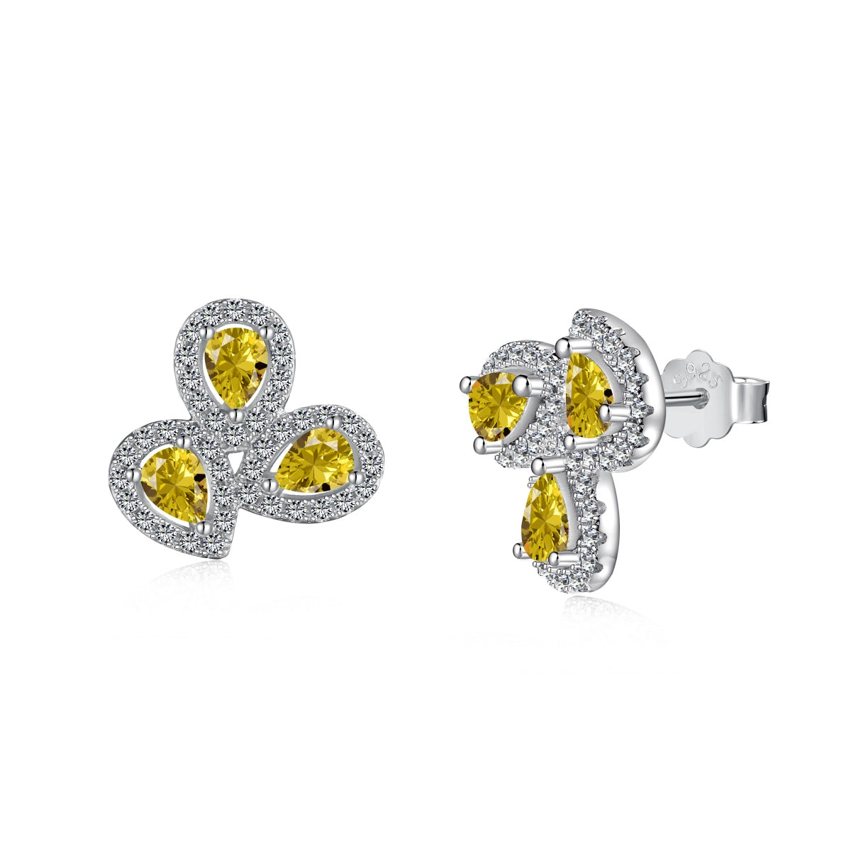 [Kincade Jewelrys]Ornate Flower Shape Pear Cut Lover Earrings