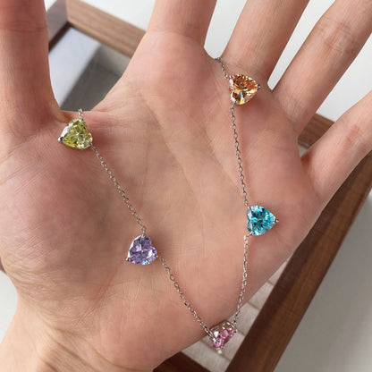 [Kincade Jewelrys]Sparkling Colorful Heart Cut Necklace