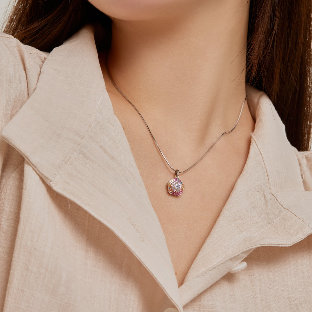 [Kincade Jewelrys]Charming Flower Colorful Necklace