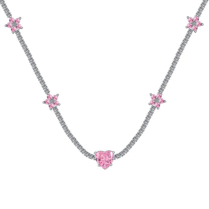 [Kincade Jewelrys]Dazzling Pink Heart Flower Necklace