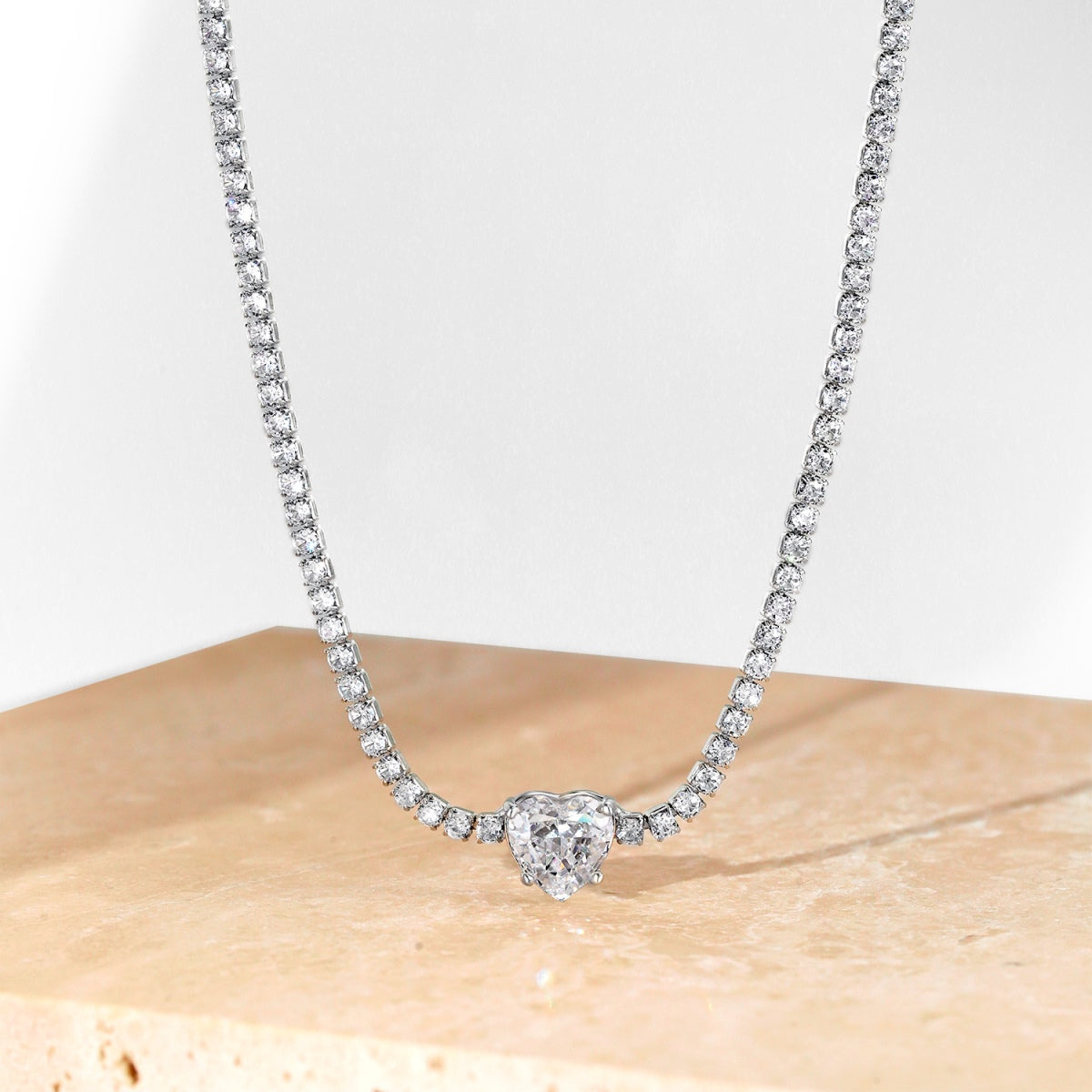 [Kincade Jewelrys]2.0 Carat Sparkling Tennis Heart Cut Necklace
