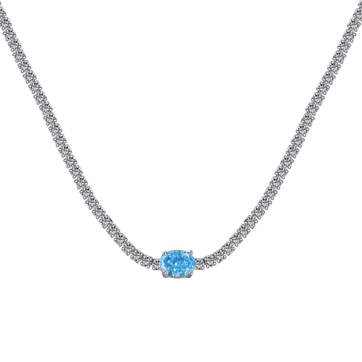 [Kincade Jewelrys]1.0 Carat Shining Oval Cut Necklace