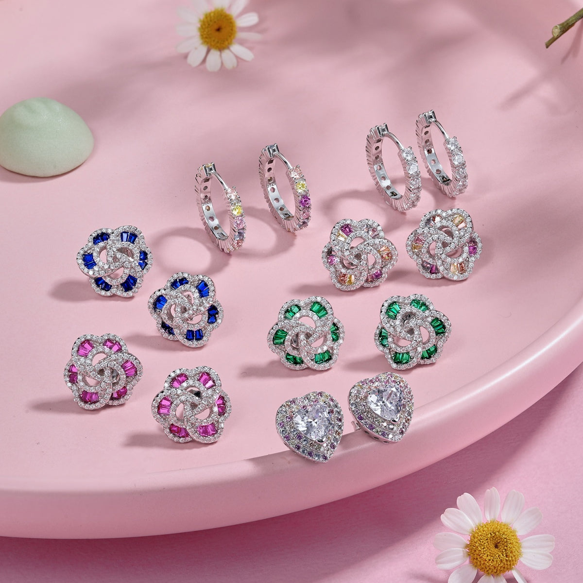 [Kincade Jewelrys]Radiant Colorful Round Cut Earrings