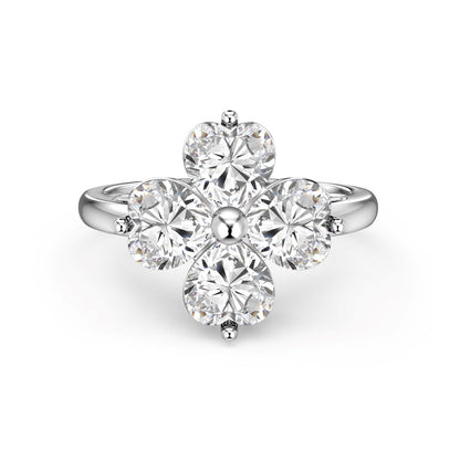 [Kincade Jewelrys]Heart-shaped Four-Leaf Clover Ball Ring