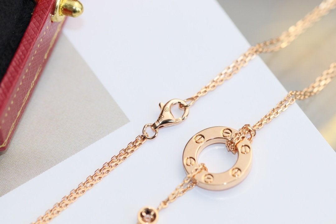 [Kincade Jewelrys]LOVE NECKLACE ADJUSTABLE ROSE GOLD 2 DIAMOND