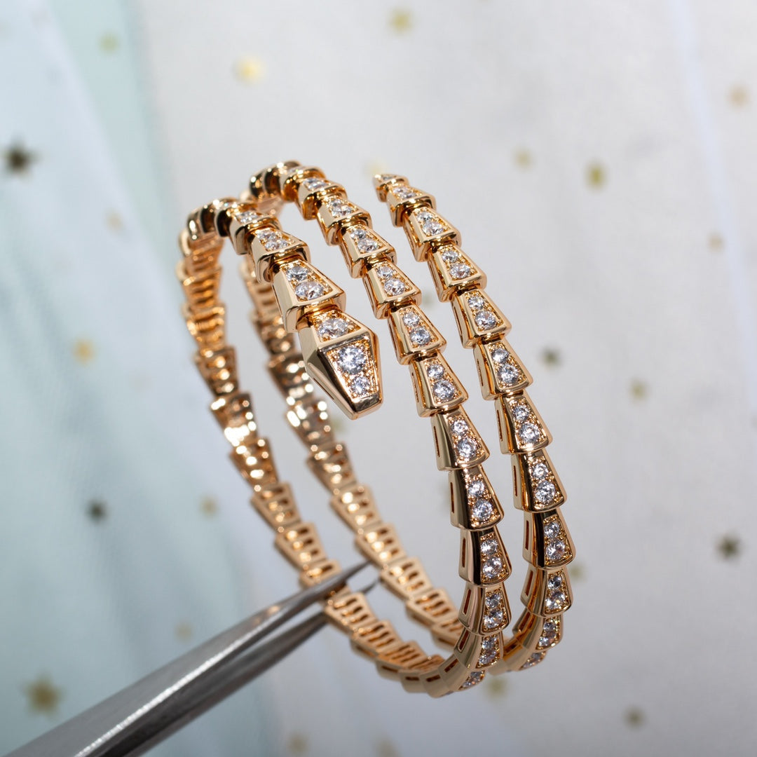 [Kincade Jewelrys]SERPENTI BRACELET PINK GOLD DIAMOND DOUBLE ROW