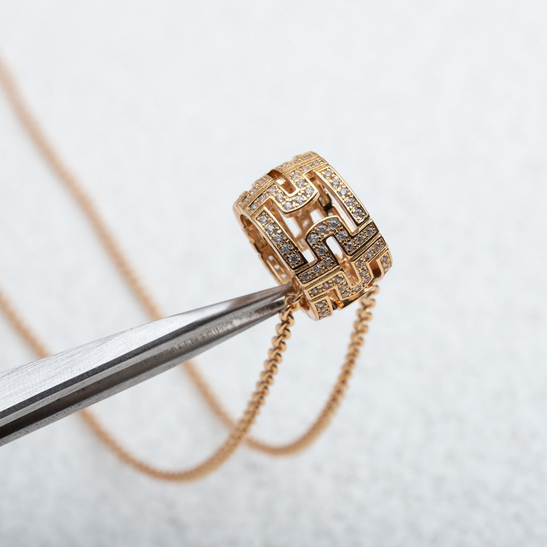 [Kincade Jewelrys]PARENTESI NECKLACE PINK GOLD DIAMOND