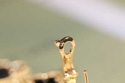[Kincade Jewelrys]CLOVER EARRINGS GOLD ONYX MOP 3 MOTIF