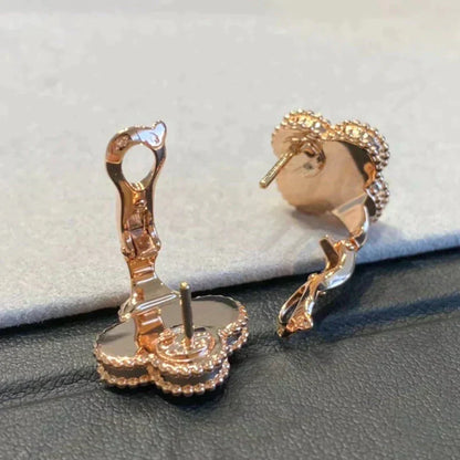 [Kincade Jewelrys]CLOVER MEDIUM 1 MOTIFS GRAY MOP  DIAMOND EARRINGS