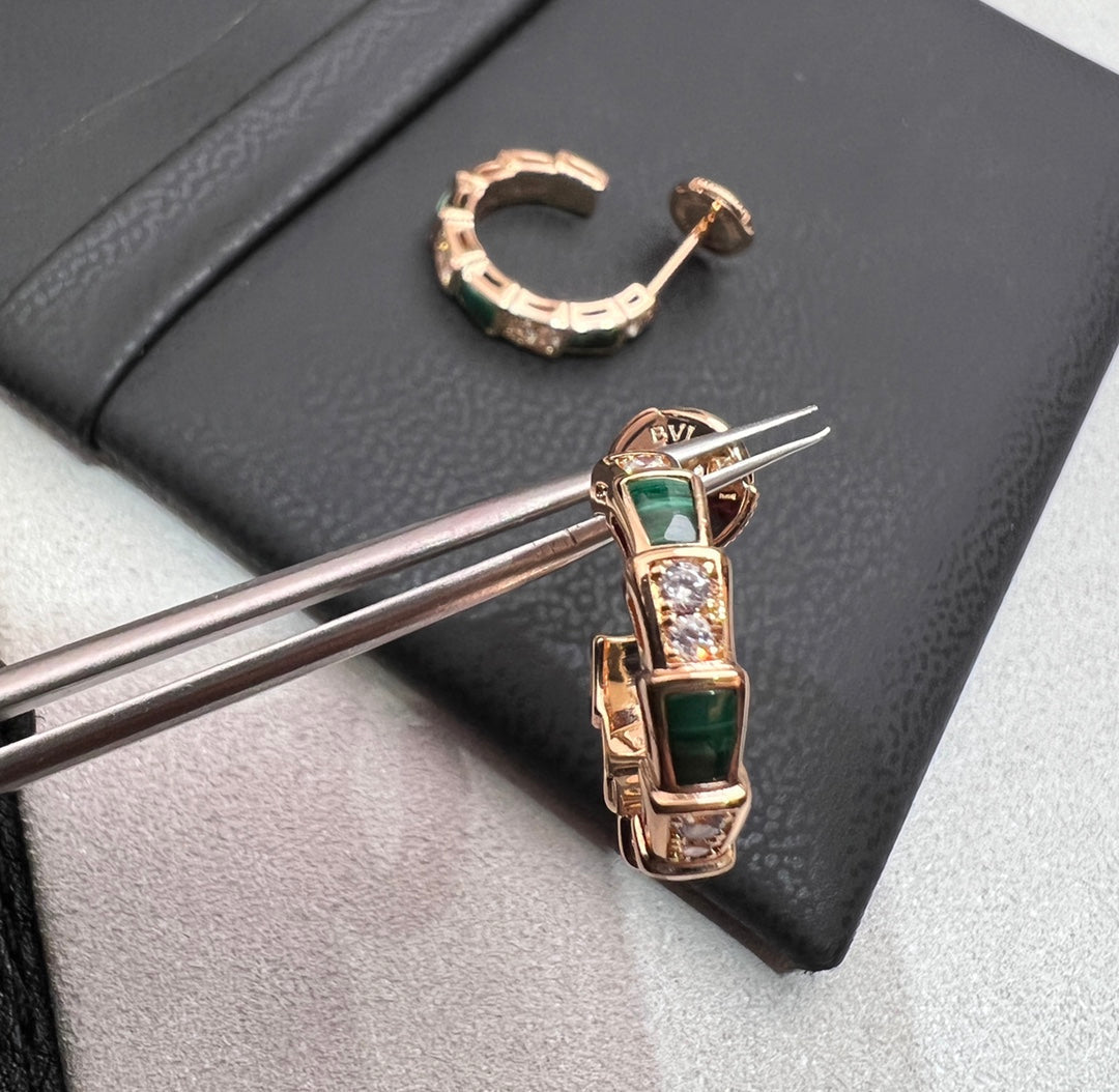 [Kincade Jewelrys]SERPENTI MALACHITE PINK GOLD EARRINGS