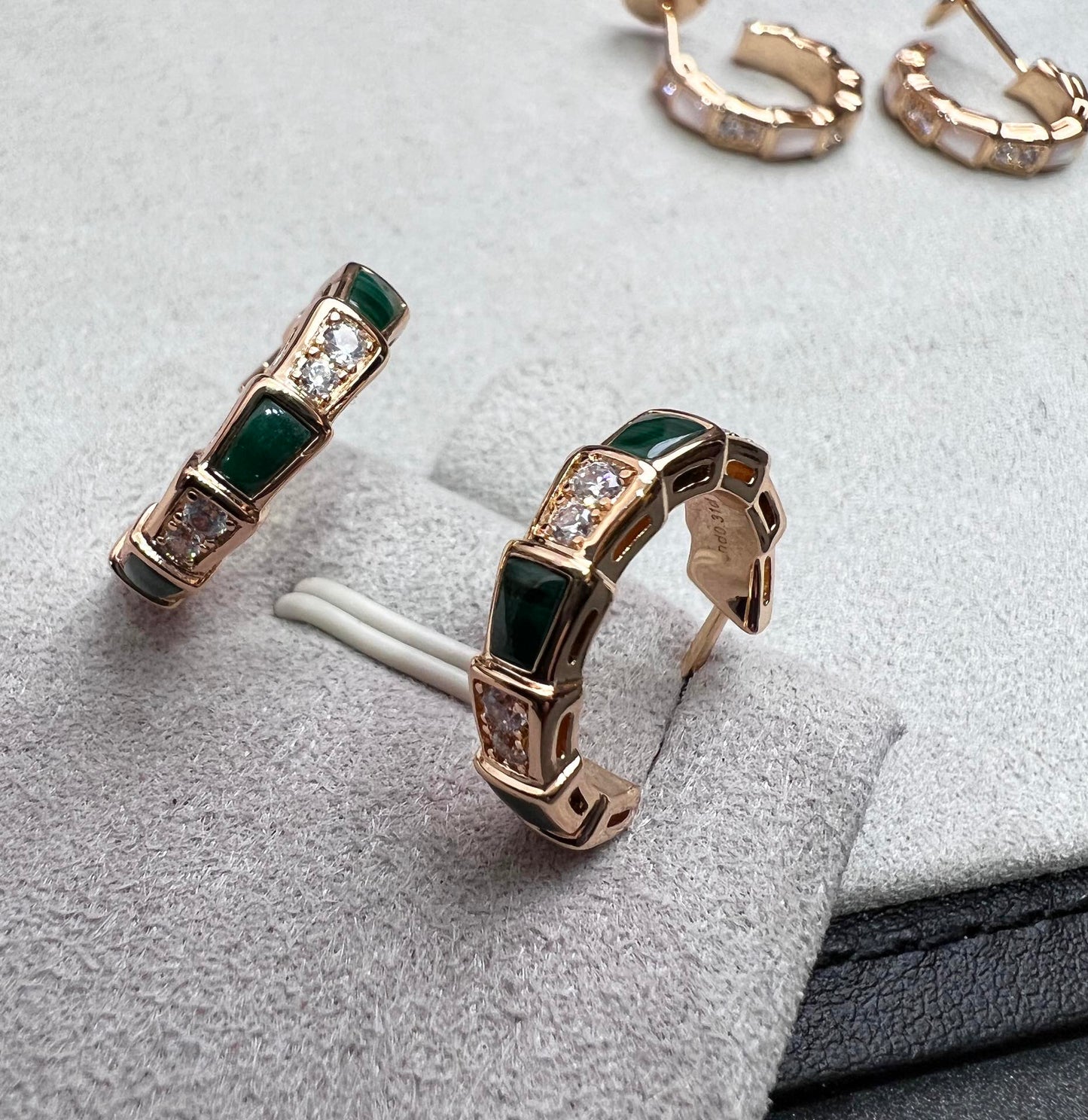 [Kincade Jewelrys]SERPENTI MALACHITE PINK GOLD EARRINGS