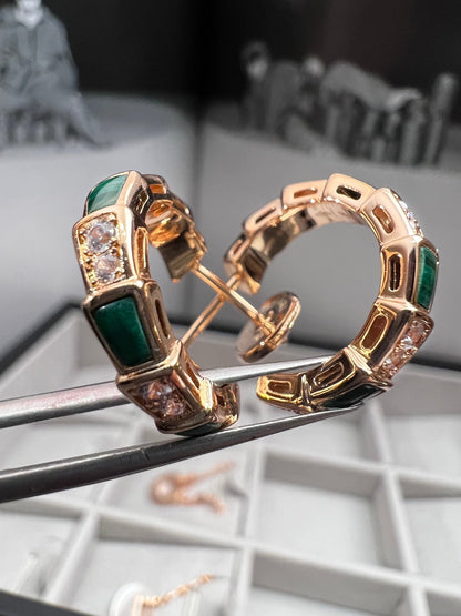 [Kincade Jewelrys]SERPENTI MALACHITE PINK GOLD EARRINGS