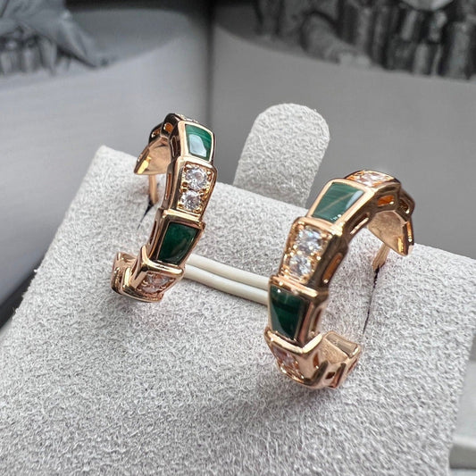 [Kincade Jewelrys]SERPENTI MALACHITE PINK GOLD EARRINGS