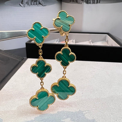 [Kincade Jewelrys]CLOVER MALACHITE 3 MOTIFS GOLD