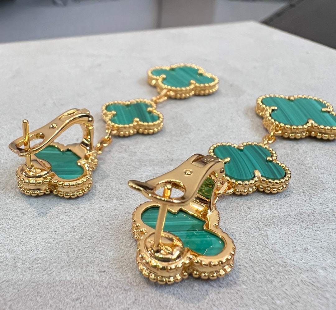 [Kincade Jewelrys]CLOVER MALACHITE 3 MOTIFS GOLD