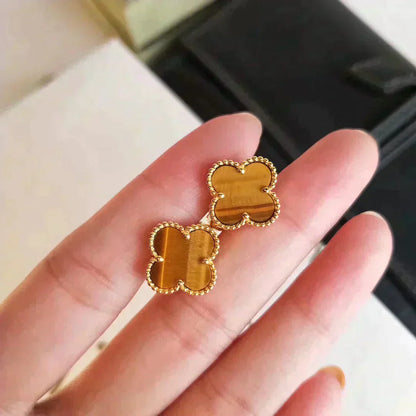 [Kincade Jewelrys]CLOVER MEDIUM 1 MOTIFS TIGER EYE EARRINGS