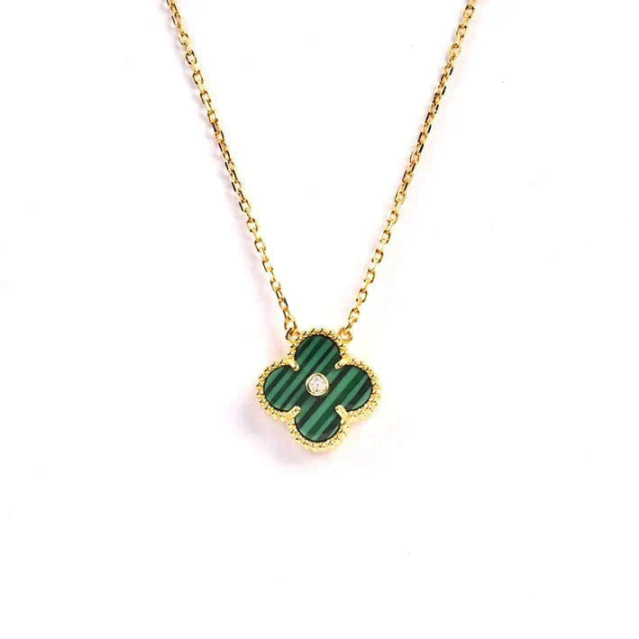 [Kincade Jewelrys]CLOVER 15MM DIAMOND TURQUOISE NECKLACE