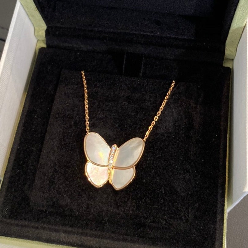[Kincade Jewelrys]BUTTERFLY GOLD MOP DIAMOND NECKLACE