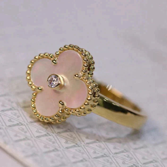 [Kincade Jewelrys]CLOVER PINK MOP RING GOLD DIAMOND