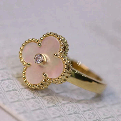 [Kincade Jewelrys]CLOVER PINK MOP RING GOLD DIAMOND
