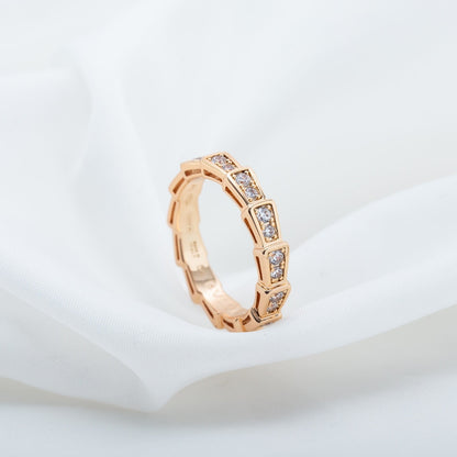 [Kincade Jewelrys]SERPENTI RING PINK GOLD DIAMOND PAVED 3MM